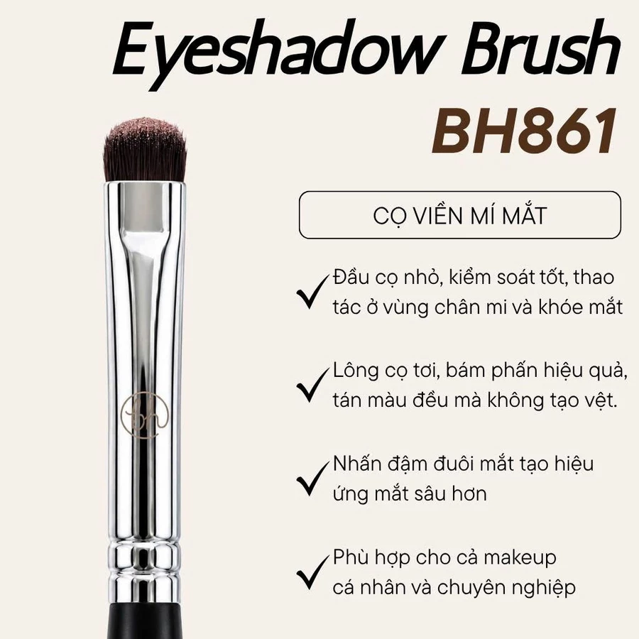 Cọ Tán Màu Mắt Nhỏ - Cọ Nhấn - Viền Đuôi Mắt Dễ Xài Lông Bám Phấn BH Cosmetics Eyeshadow Brush BH861